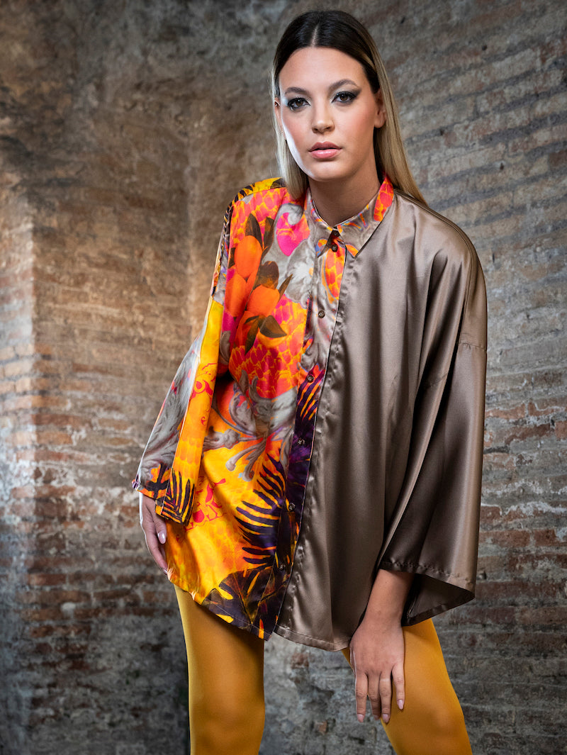 RomAntica Silk Kimono Shirt Sand