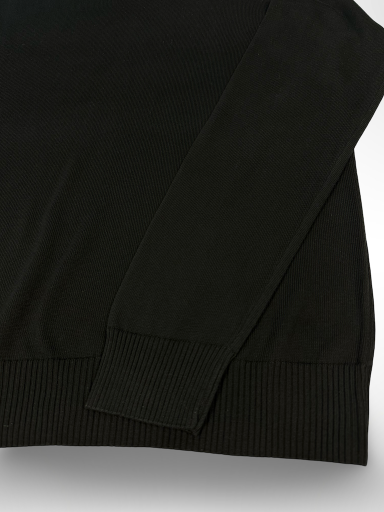 Crew Neck Black Stonewashed Knitted Sweater