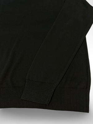 Crew Neck Black Stonewashed Knitted Sweater